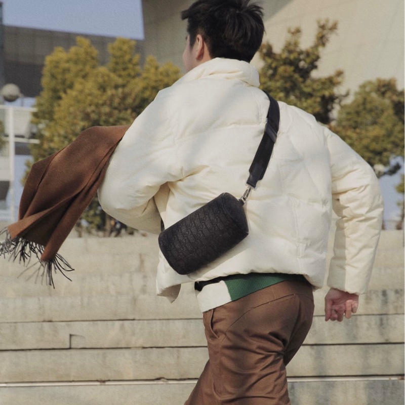 Dior 迪奧Oblique Roller so black黑老花斜背/肩背圓筒包配件齊全-11