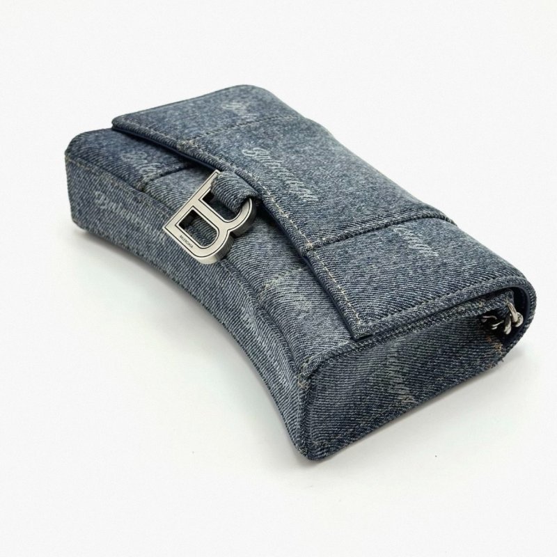 BALENCIAGA牛仔藍銀扣肩背斜背沙漏包20*12*5.5 98新配件塵袋-2