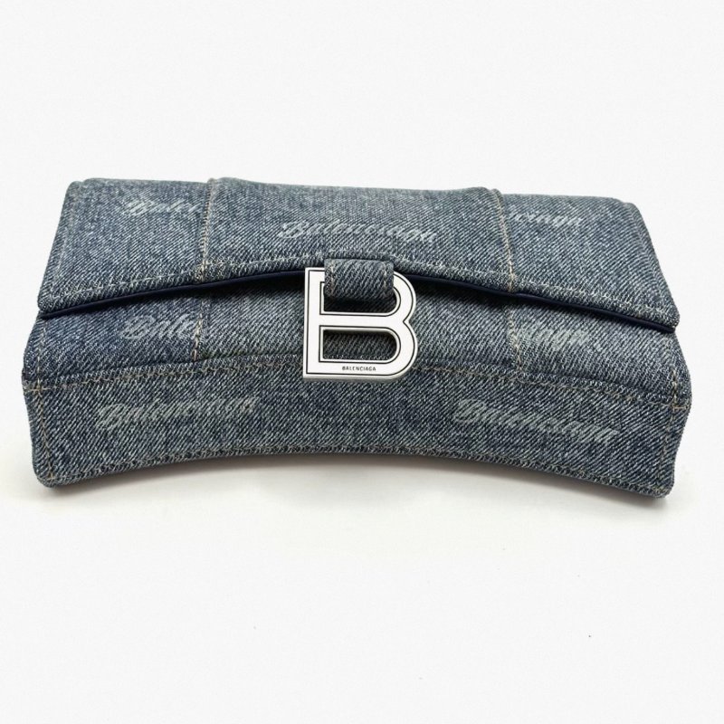 BALENCIAGA牛仔藍銀扣肩背斜背沙漏包20*12*5.5 98新配件塵袋-5