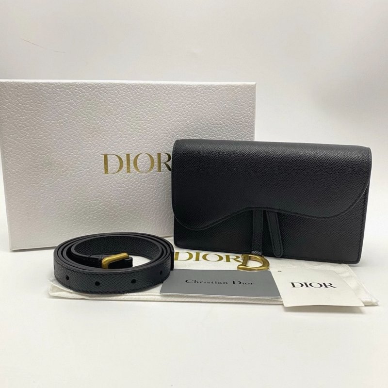 DIOR 黑金牛皮馬鞍肩背斜背腰包17*10.5*3.5 98新配件盒子塵袋吊牌-0