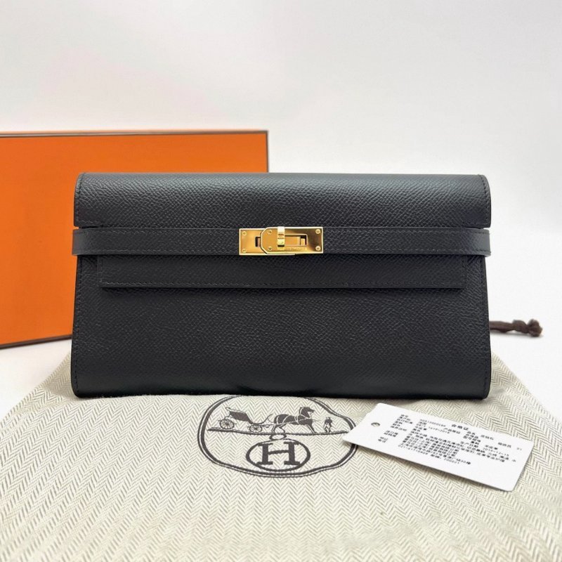 HERMES 黑金Kelly長款錢包20*11.5*2 全新閒置配件盒子塵袋吊牌-0