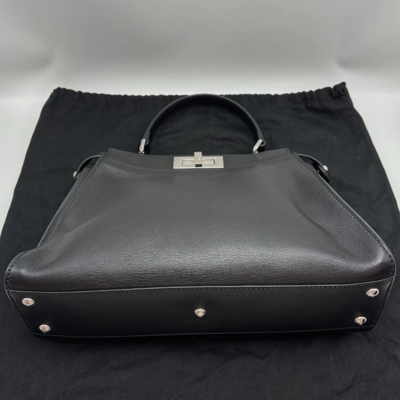 FENDI 黑銀Peekaboo手提肩背斜背包34*24*12 98新配件塵袋-2