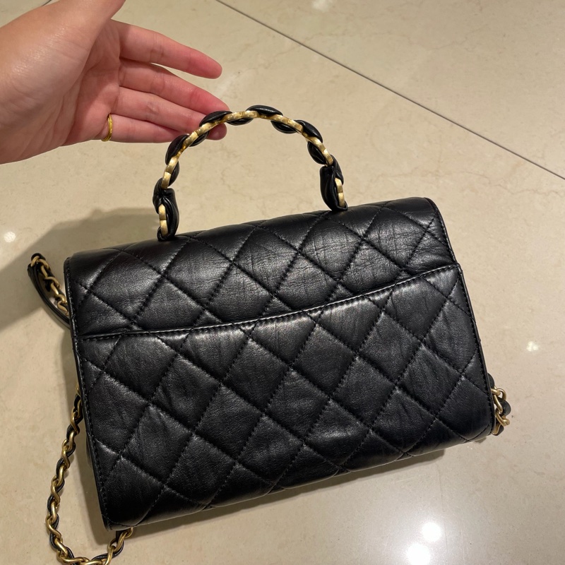 CHANEL抓皺羊皮handle兩用包-6