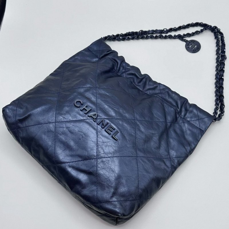 CHANEL 限量款海軍藍22bag小號子母垃圾袋 36*35*8 98新配件塵袋-2