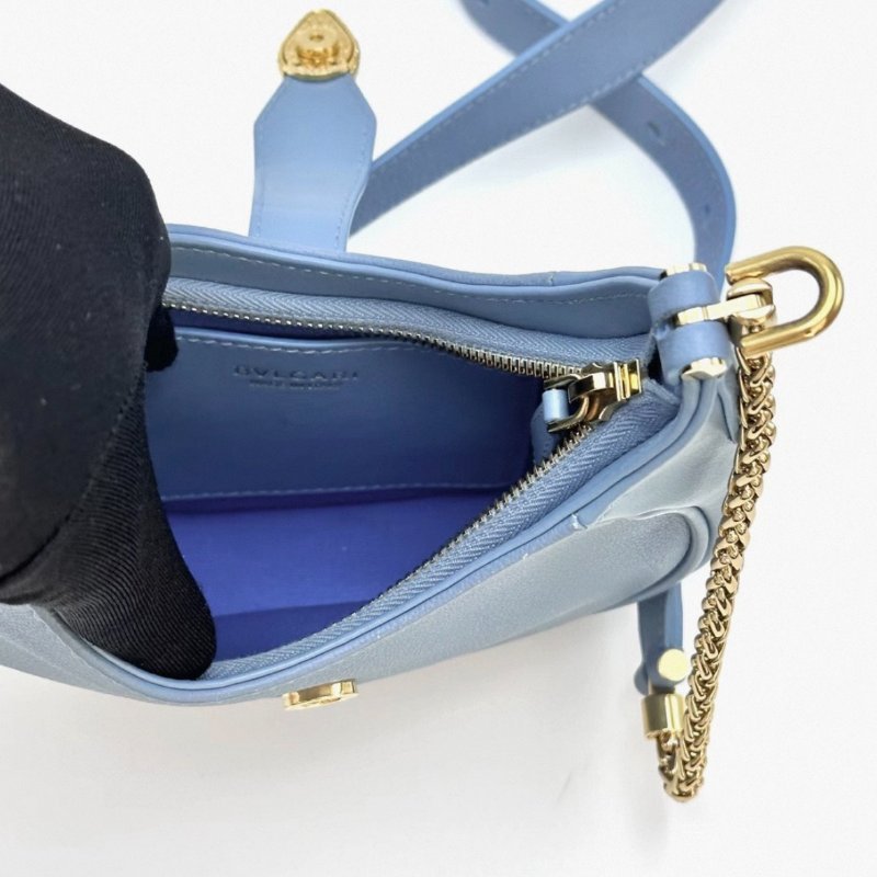 BVLGARI Ellipse系列藍金蛇頭肩背斜背包19*12 98新配件雨衣保卡塵袋-3