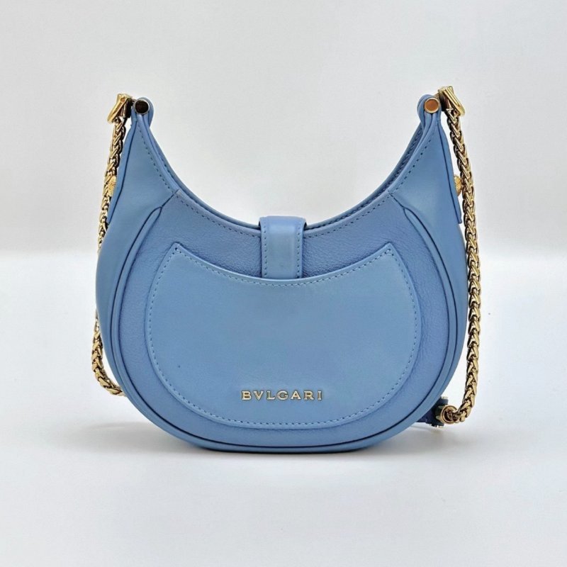 BVLGARI Ellipse系列藍金蛇頭肩背斜背包19*12 98新配件雨衣保卡塵袋-5