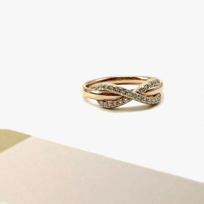 TIFFANY Infinity系列蝴蝶結鑲鑽戒指 52號 98新-2