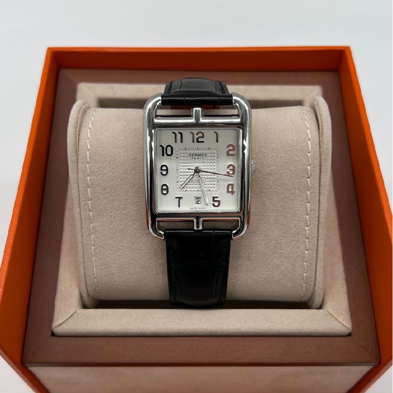 愛馬仕HERMES Cape Cod鱷魚皮機械腕錶-0