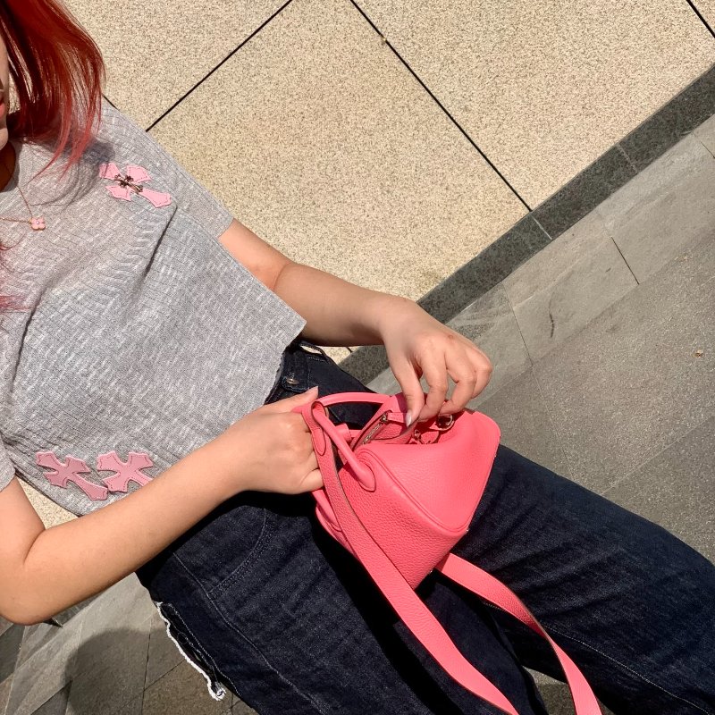 HERMES - 8W唇膏粉銀釦Swift牛皮mini lindy-5