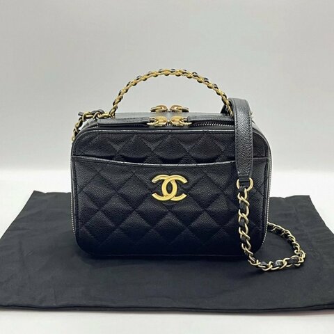 CHANEL 黑金22s荔枝紋相機手提肩背包19*13*8 99新配件塵袋