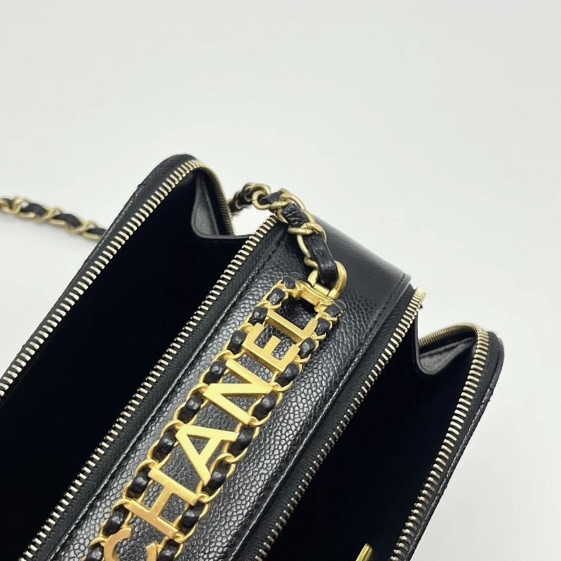 CHANEL 黑金22s荔枝紋相機手提肩背包19*13*8 99新配件塵袋-5