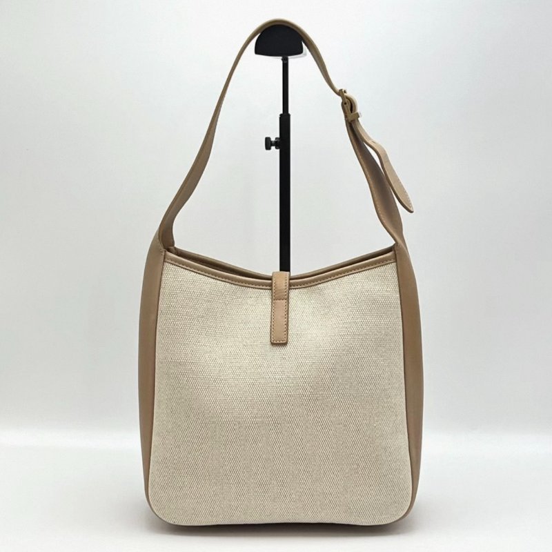 YSL 帆布拼皮金扣hobo肩背腋下子母包 22*22*9 98新配件塵袋-3