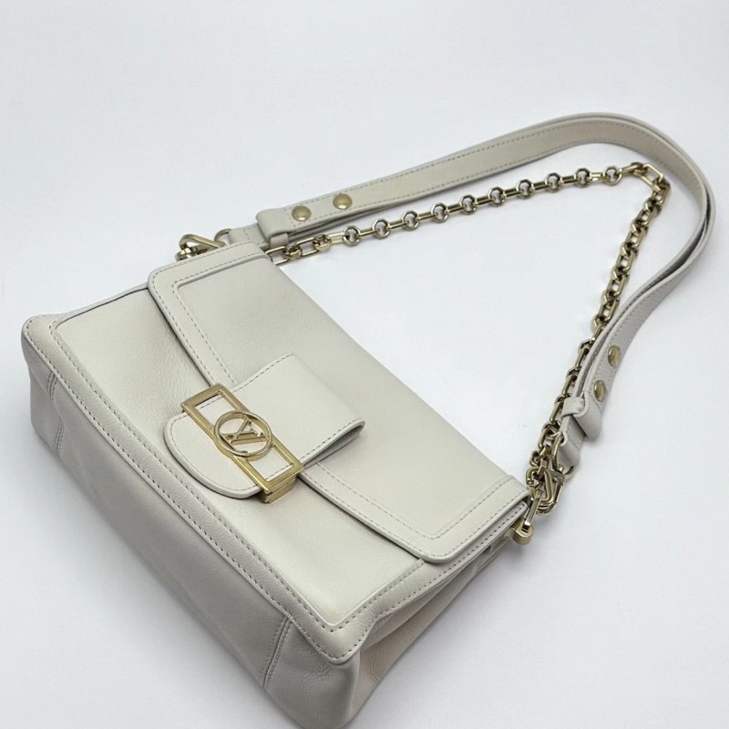 LV 達芙妮白色金扣中號肩背斜背包25*16*9 芯片款 98新配件塵袋-2