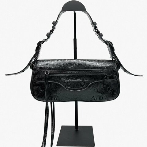 BALENCIAGA so black油蠟皮肩背腋下機車包 29*14*4 98新配件塵袋