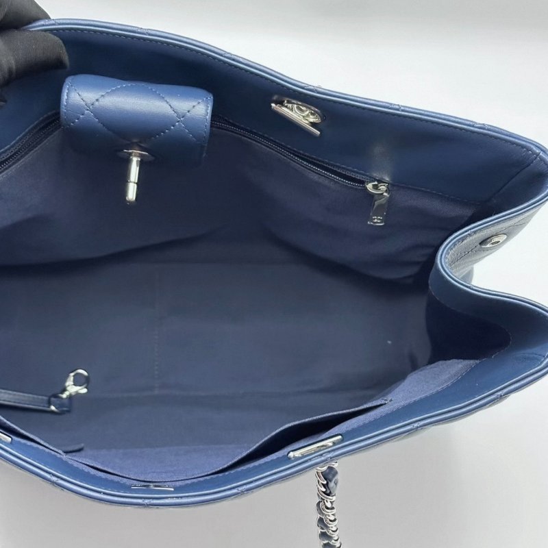 CHANEL 銀扣菱格紋鏈條手提肩背托特包 35*25*10 98新配件塵袋-3