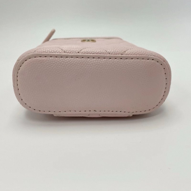 CHANEL 櫻花粉金菱格紋肩背斜背煙盒包10*13*4 98新配件保卡塵袋-3