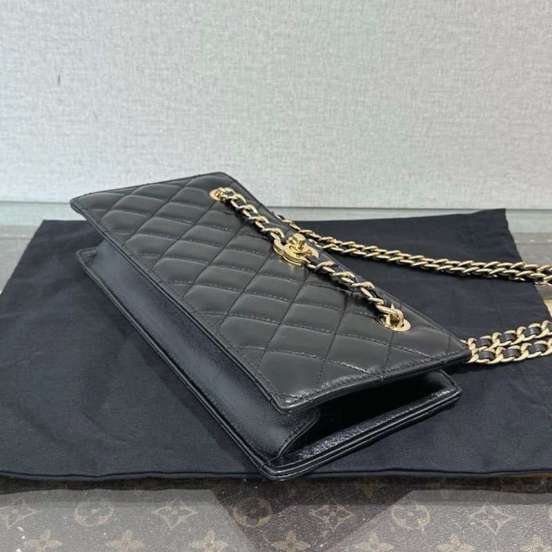 CHANEL 黑金24K肩背斜背晚宴包 27*13*7 99新配件盒子塵袋-2