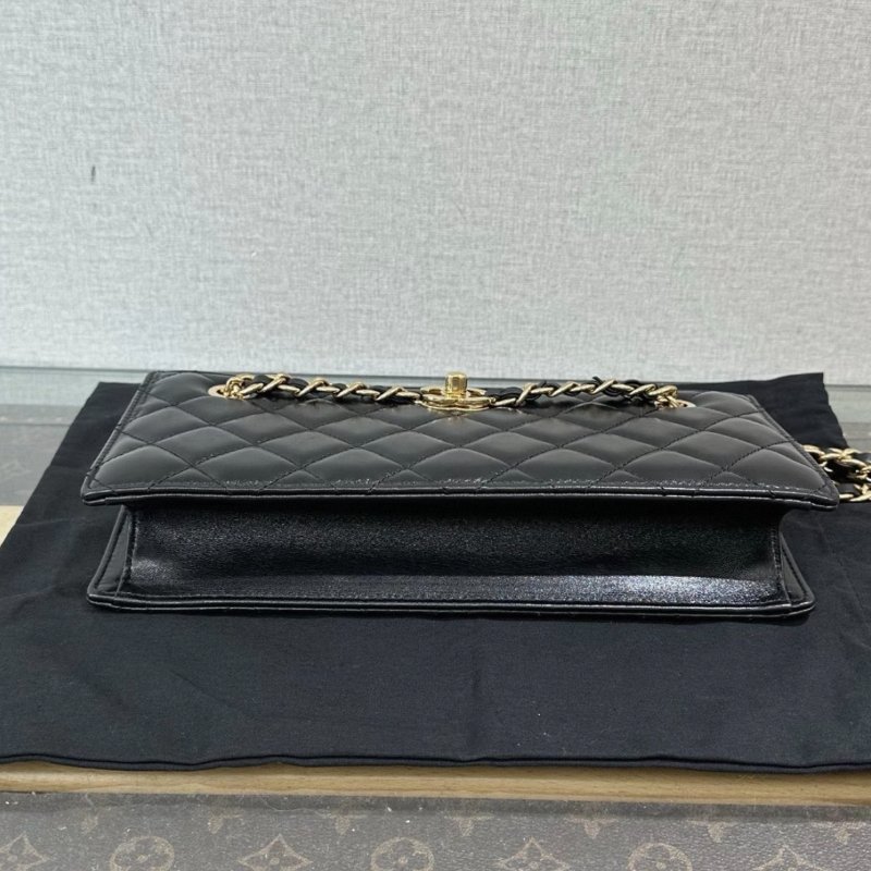 CHANEL 黑金24K肩背斜背晚宴包 27*13*7 99新配件盒子塵袋-3