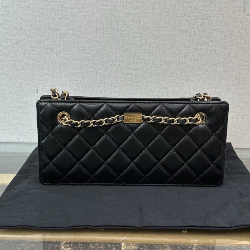 CHANEL 黑金24K肩背斜背晚宴包 27*13*7 99新配件盒子塵袋-5