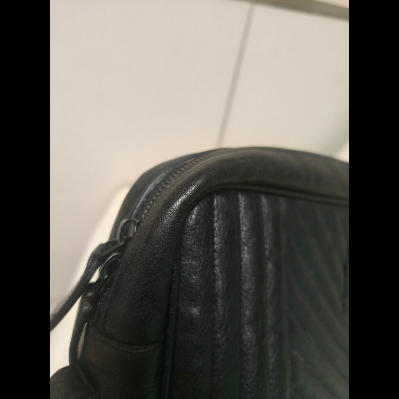 【8成新】㊣✨YSL✨(附防塵袋)SAINT LAURENT 聖羅蘭 黑色 山形紋 烤漆 相機包 文件包 電腦包 通勤包/二手精品/保證正品🌳二手樹屋🌳-13