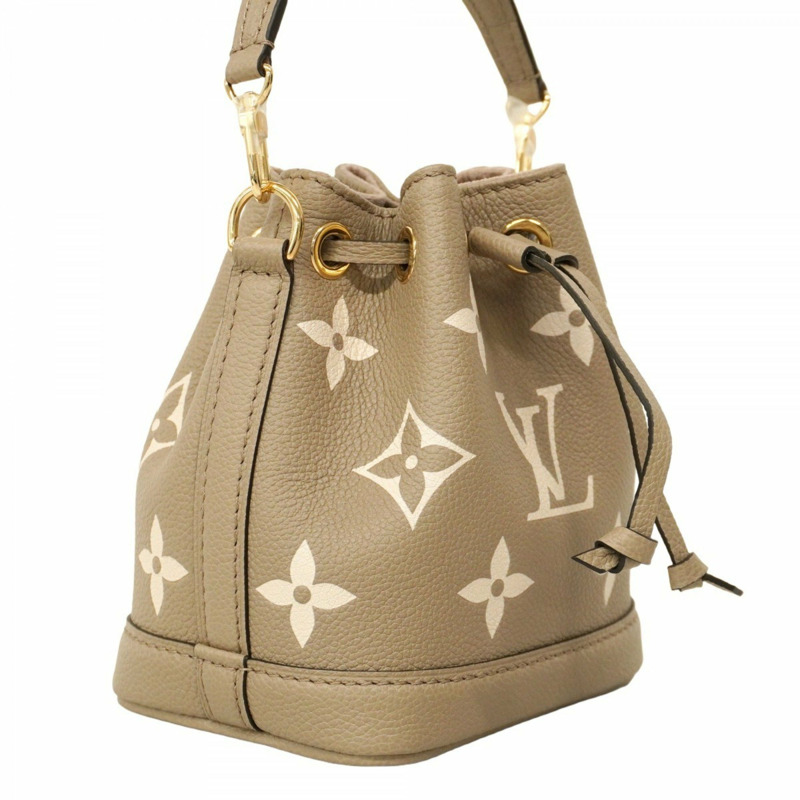 路易威登 Monogram Empreinte 雙色 Nano Noe 手提包 M46291 Tourterelle 灰奶油色 女士兩用包-1