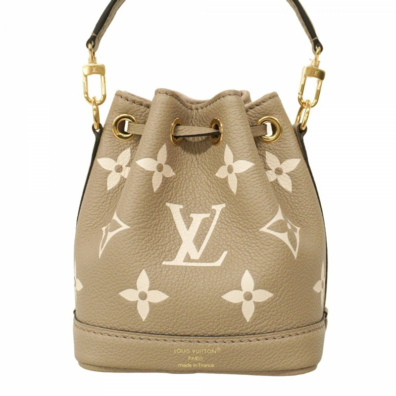 路易威登 Monogram Empreinte 雙色 Nano Noe 手提包 M46291 Tourterelle 灰奶油色 女士兩用包-6