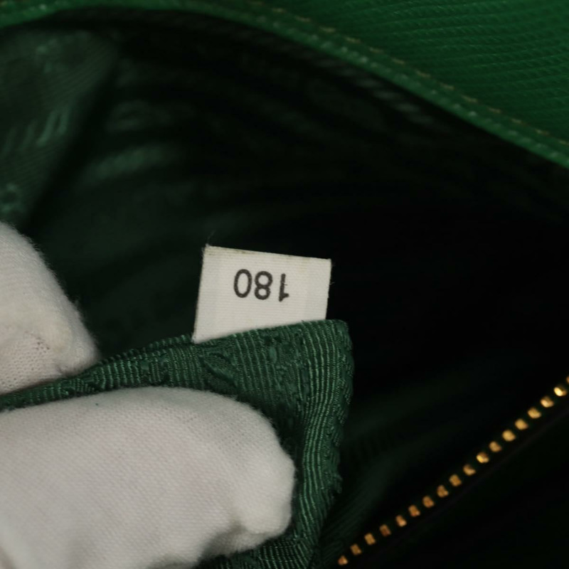 【日本直送】PRADA 手提包 Safiano 皮革 2way 綠色金色 Auth 150877V-10