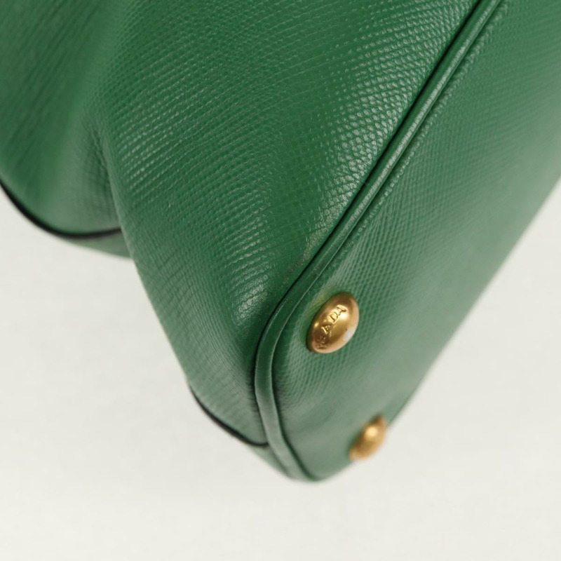 【日本直送】PRADA 手提包 Safiano 皮革 2way 綠色金色 Auth 150877V-18