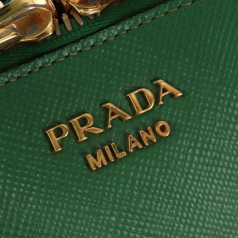 【日本直送】PRADA 手提包 Safiano 皮革 2way 綠色金色 Auth 150877V-21