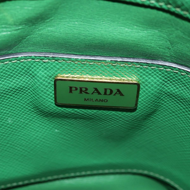 【日本直送】PRADA 手提包 Safiano 皮革 2way 綠色金色 Auth 150877V-24