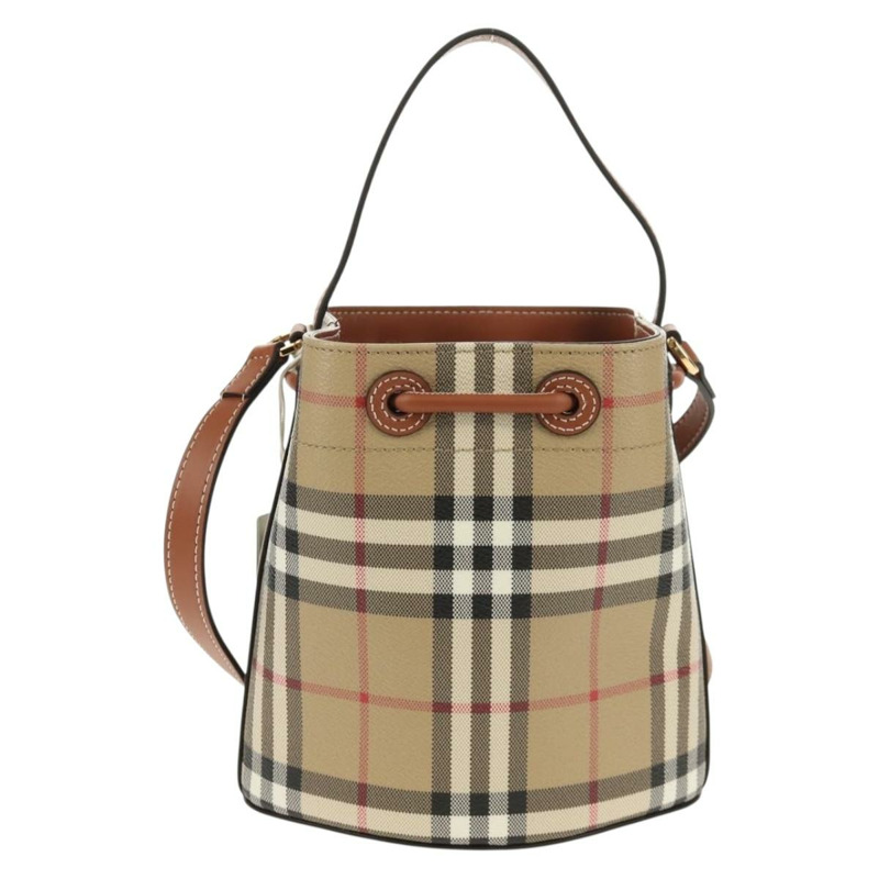 【日本直送】BURBERRY Nova 格紋肩背包 PVC 米色 金色 正品 147574M-1