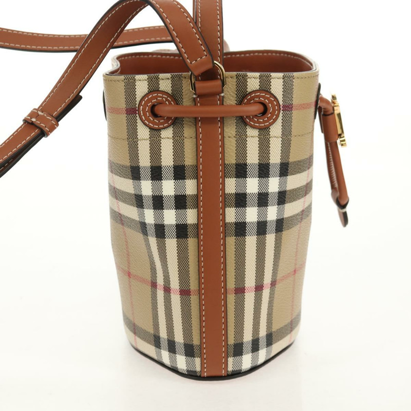 【日本直送】BURBERRY Nova 格紋肩背包 PVC 米色 金色 正品 147574M-2