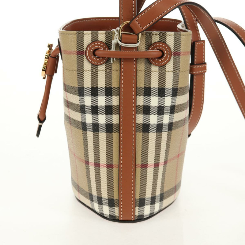 【日本直送】BURBERRY Nova 格紋肩背包 PVC 米色 金色 正品 147574M-3