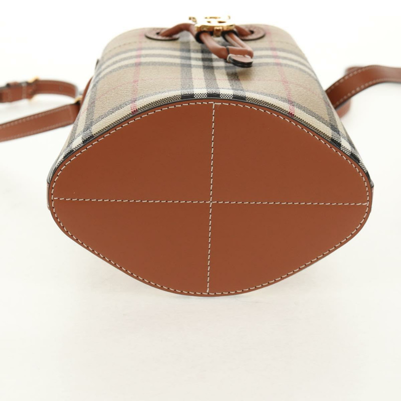 【日本直送】BURBERRY Nova 格紋肩背包 PVC 米色 金色 正品 147574M-4