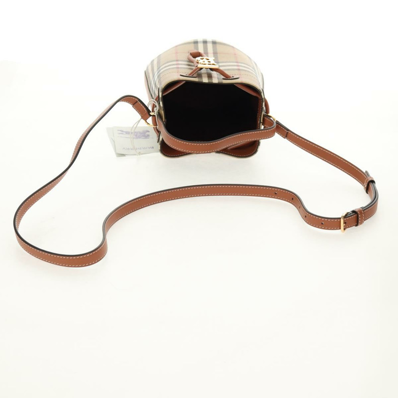 【日本直送】BURBERRY Nova 格紋肩背包 PVC 米色 金色 正品 147574M-7