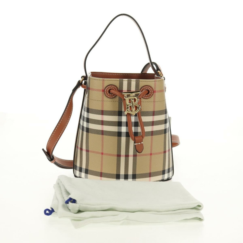 【日本直送】BURBERRY Nova 格紋肩背包 PVC 米色 金色 正品 147574M-11