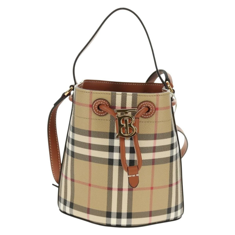 【日本直送】BURBERRY Nova 格紋肩背包 PVC 米色 金色 正品 147574M-12