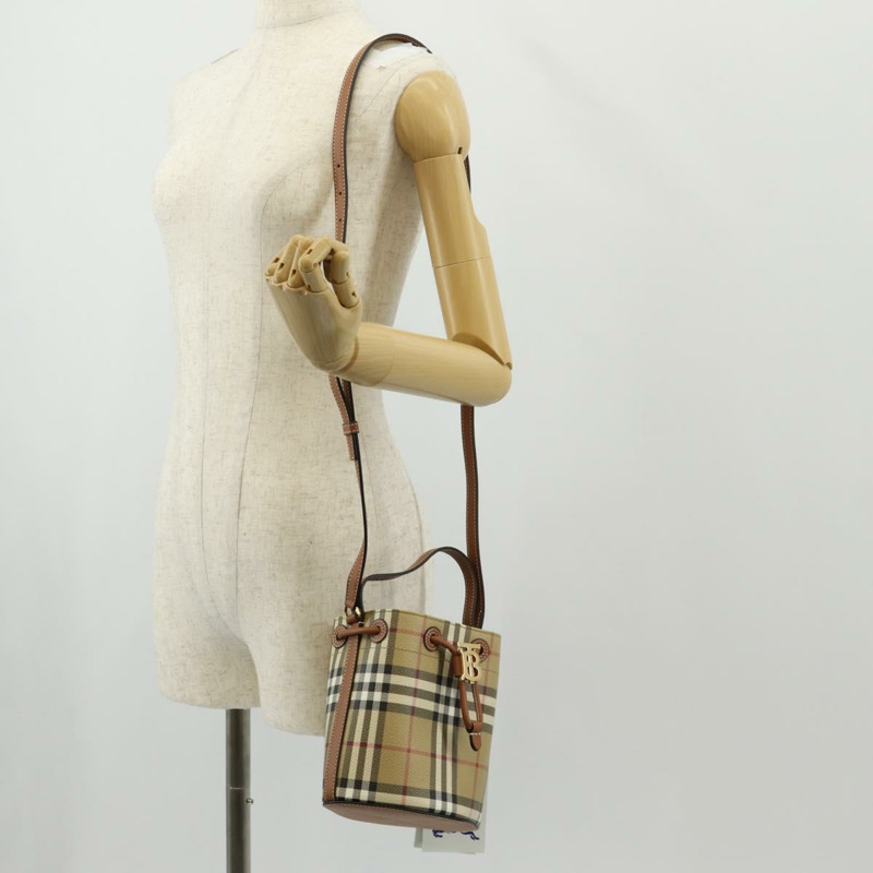 【日本直送】BURBERRY Nova 格紋肩背包 PVC 米色 金色 正品 147574M-24