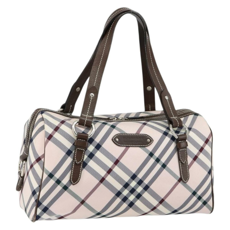 【日本直送】BURBERRY Nova 格紋藍標手提包 尼龍 米色 銀色 正品 151896-0