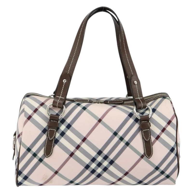 【日本直送】BURBERRY Nova 格紋藍標手提包 尼龍 米色 銀色 正品 151896-1