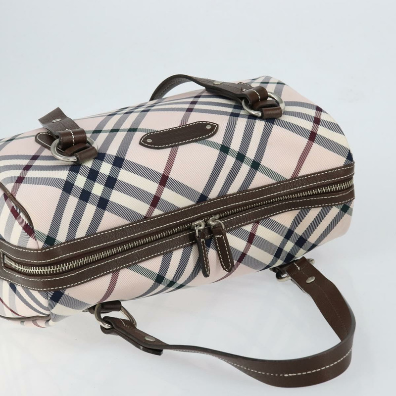 【日本直送】BURBERRY Nova 格紋藍標手提包 尼龍 米色 銀色 正品 151896-5