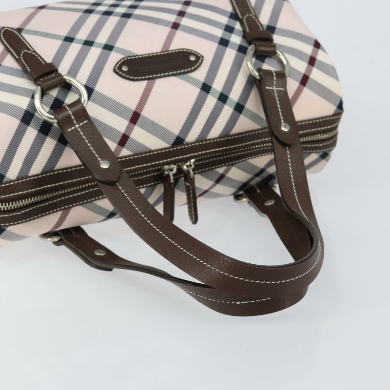 【日本直送】BURBERRY Nova 格紋藍標手提包 尼龍 米色 銀色 正品 151896-6