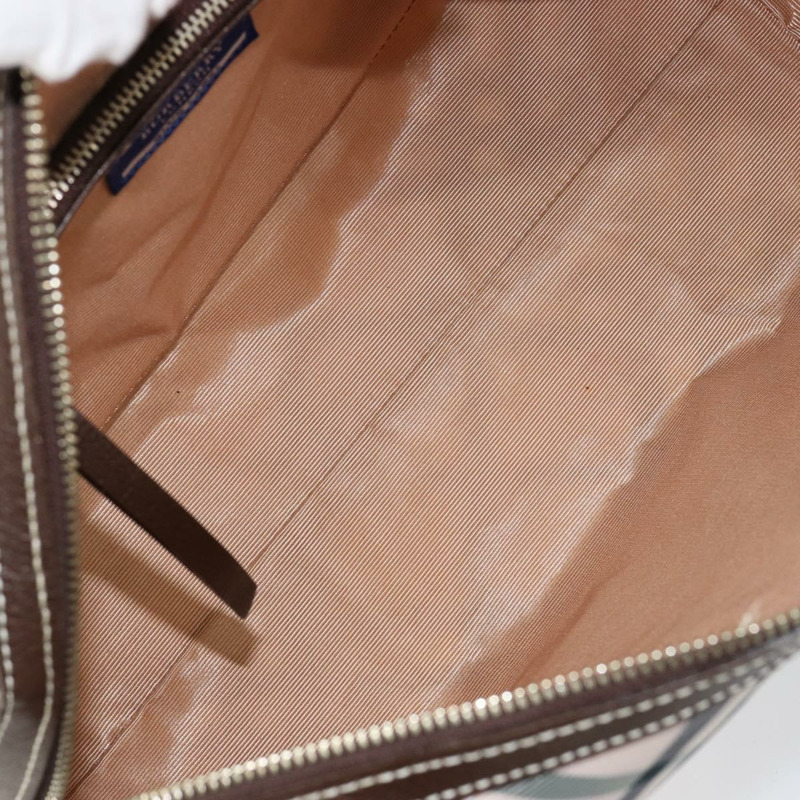 【日本直送】BURBERRY Nova 格紋藍標手提包 尼龍 米色 銀色 正品 151896-11