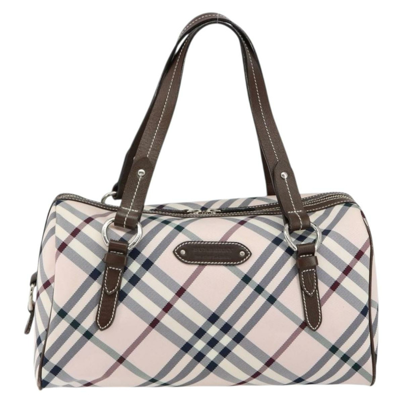 【日本直送】BURBERRY Nova 格紋藍標手提包 尼龍 米色 銀色 正品 151896-12