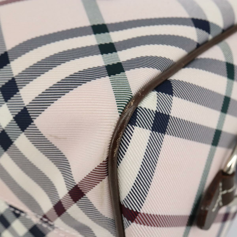 【日本直送】BURBERRY Nova 格紋藍標手提包 尼龍 米色 銀色 正品 151896-13