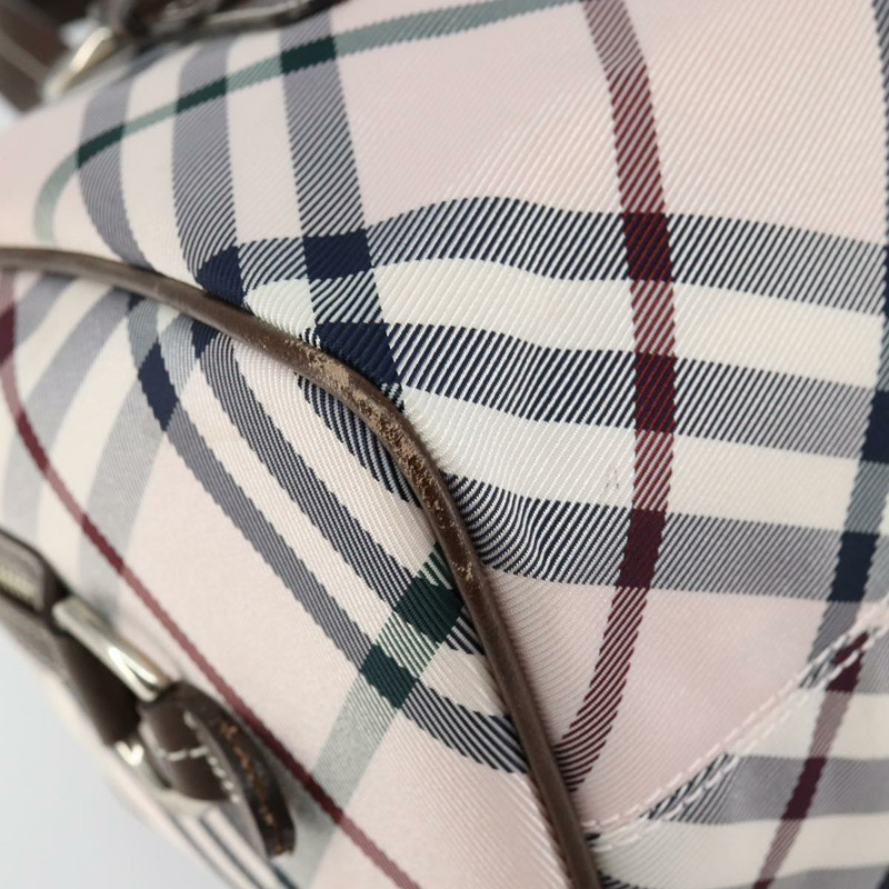 【日本直送】BURBERRY Nova 格紋藍標手提包 尼龍 米色 銀色 正品 151896-14