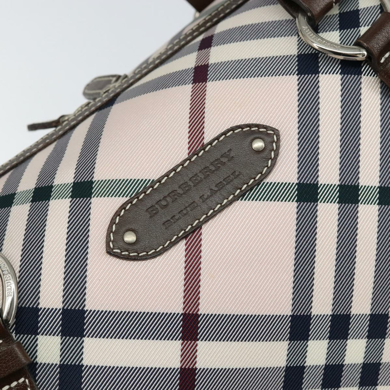 【日本直送】BURBERRY Nova 格紋藍標手提包 尼龍 米色 銀色 正品 151896-16