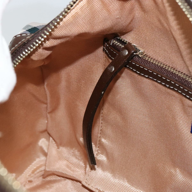 【日本直送】BURBERRY Nova 格紋藍標手提包 尼龍 米色 銀色 正品 151896-20