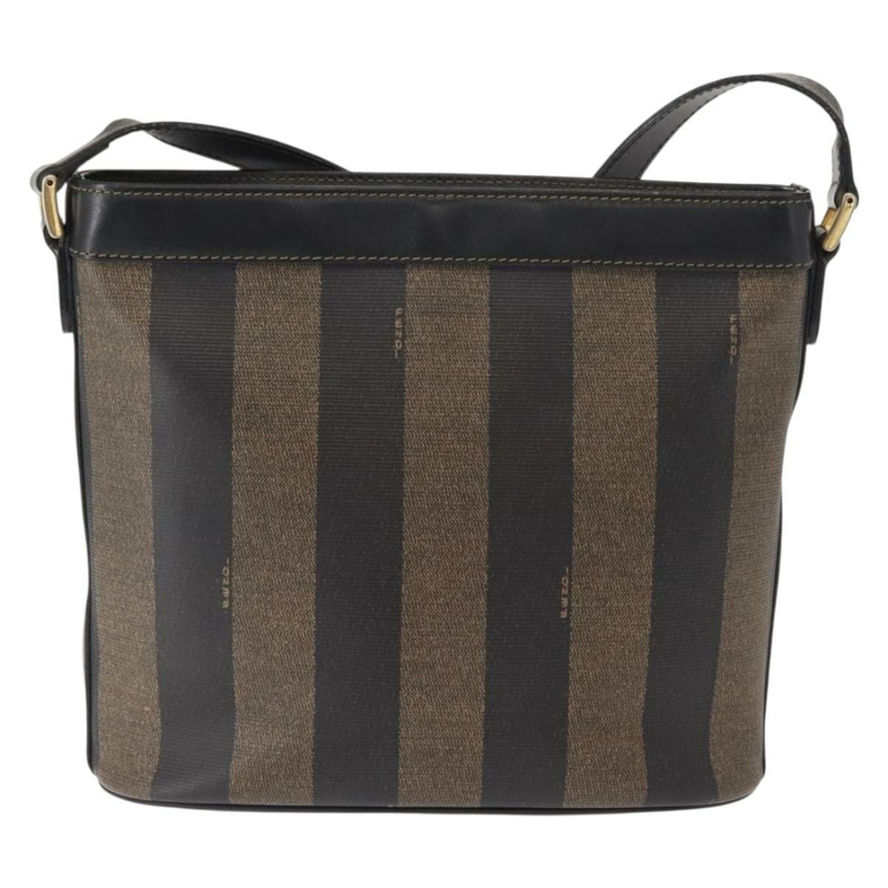 【日本直送】FENDI 胡桃色帆布單肩包 PVC 黑色 棕色 金色 正品 149654-1