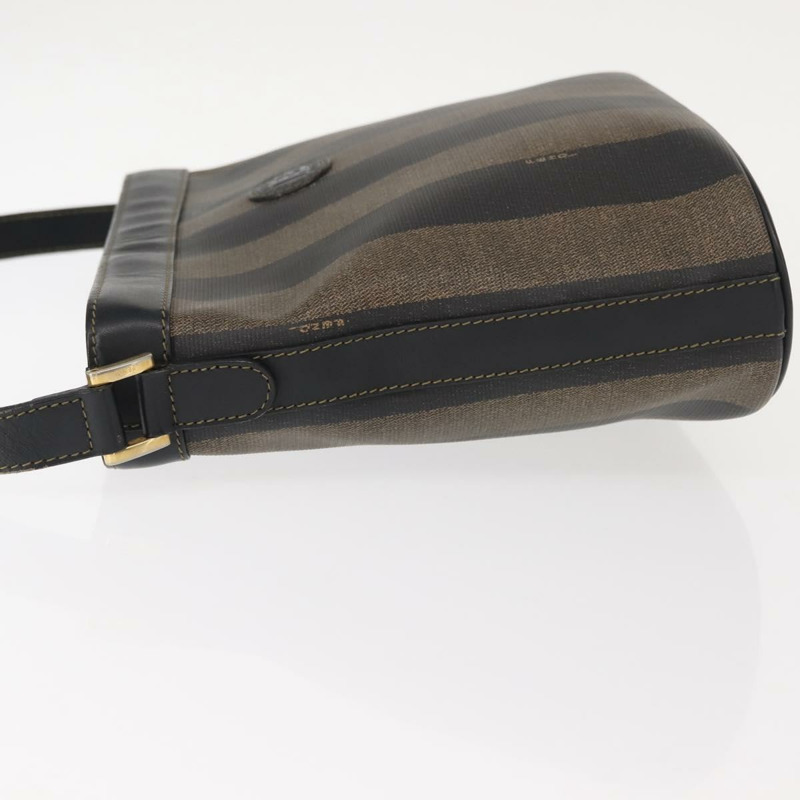 【日本直送】FENDI 胡桃色帆布單肩包 PVC 黑色 棕色 金色 正品 149654-3